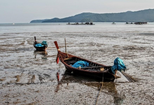 Thai Longtail Boat and Low Tide